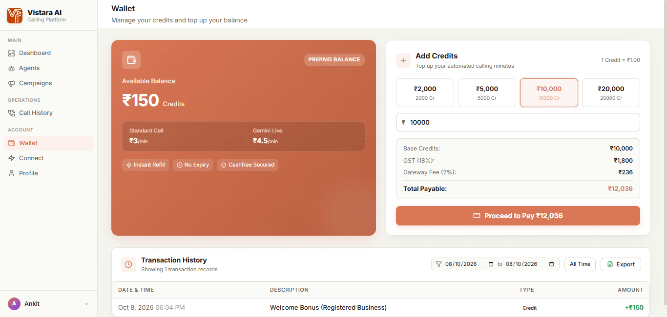 Prepaid Wallet & Transactions